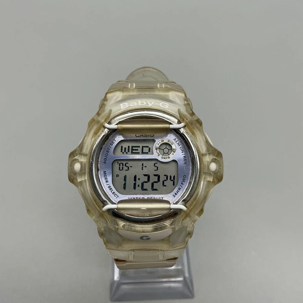 Casio Baby-G BG-169R Women Watch 43mm Gray Digital Clear Resin Alarm New Battery
